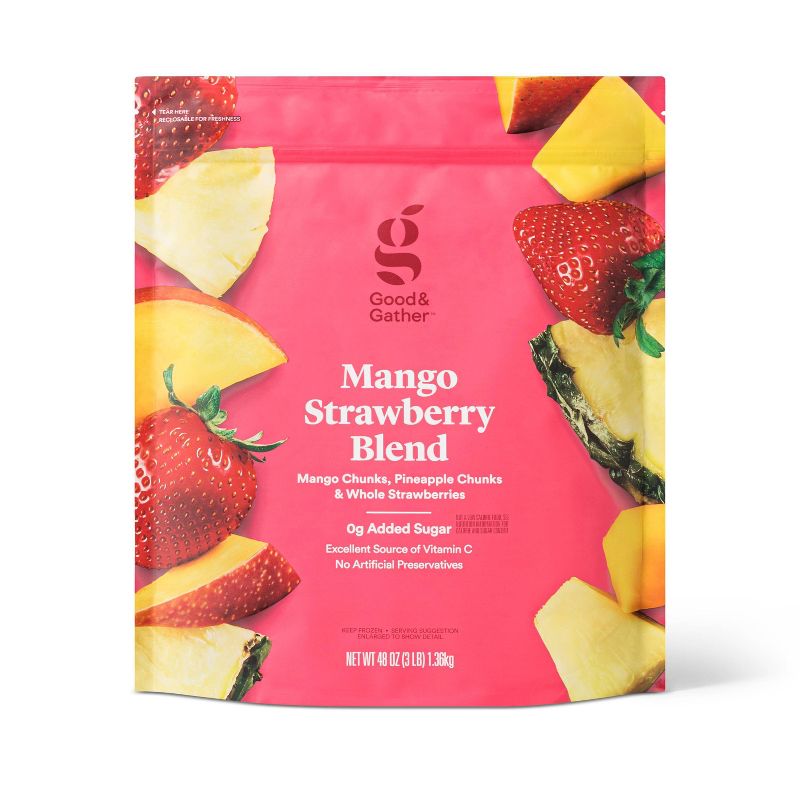 Frozen Mango Strawberry Fruit Blend - 48oz - Good &#38; Gather&#8482;, 1 of 6