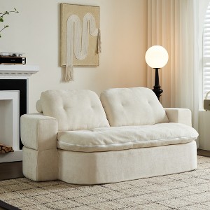 Modern Corduroy Convertible Foam-Filled Sleeper Sofa with 2 Pillows and Unfolds into Quilt - 1 of 4
