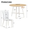 NicBex Dining Table Set for 4 Kitchen Table Modern Simple Round Dining Table Set for 4 MDF Tabletop with 4 White PU Chairs - 3 of 4