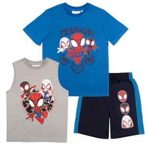 Spidey & His Amazing Friends Little Boys 3 Piece T-Shirt, Tank Top and Shorts Outfit Set - 1 of 4