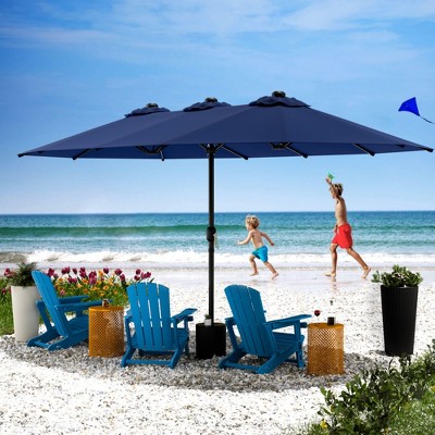 Maggift Patio Umbrella, Large Outdoor Double-Headed Umbrella, With Crank Handle, Powerful UV Protective for Pool, Lawn, Blue, 181.1"*106.2"*94.5"