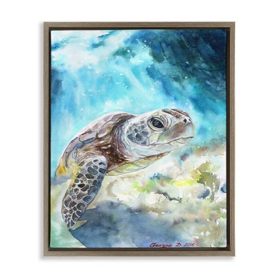 Stupell Industries Sea Turtle Ocean Watercolor, 17" x 21"