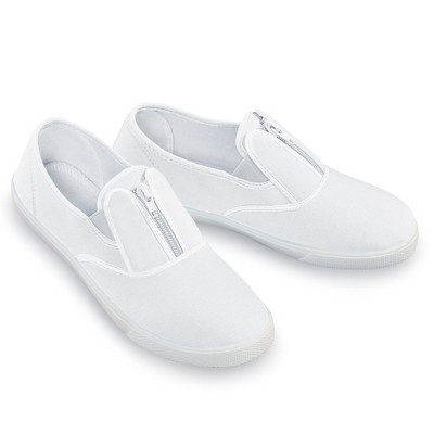 Collections Etc Easy-to-Wear Stretch Zip-Up Padded Insole Sneakers