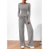 Women's 2 Piece Lounge Sets Asymmetrical Long Sleeve T Shirt Wide Leg Pants Casual Outfits Tracksui - 3 of 4