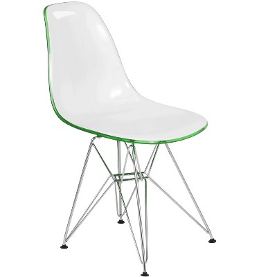 LeisureMod Cresco Modern Acrylic Dining Chair – Eiffel Chrome Base, Stylish Accent Chair for Contemporary Dining Rooms & Kitchen Tables