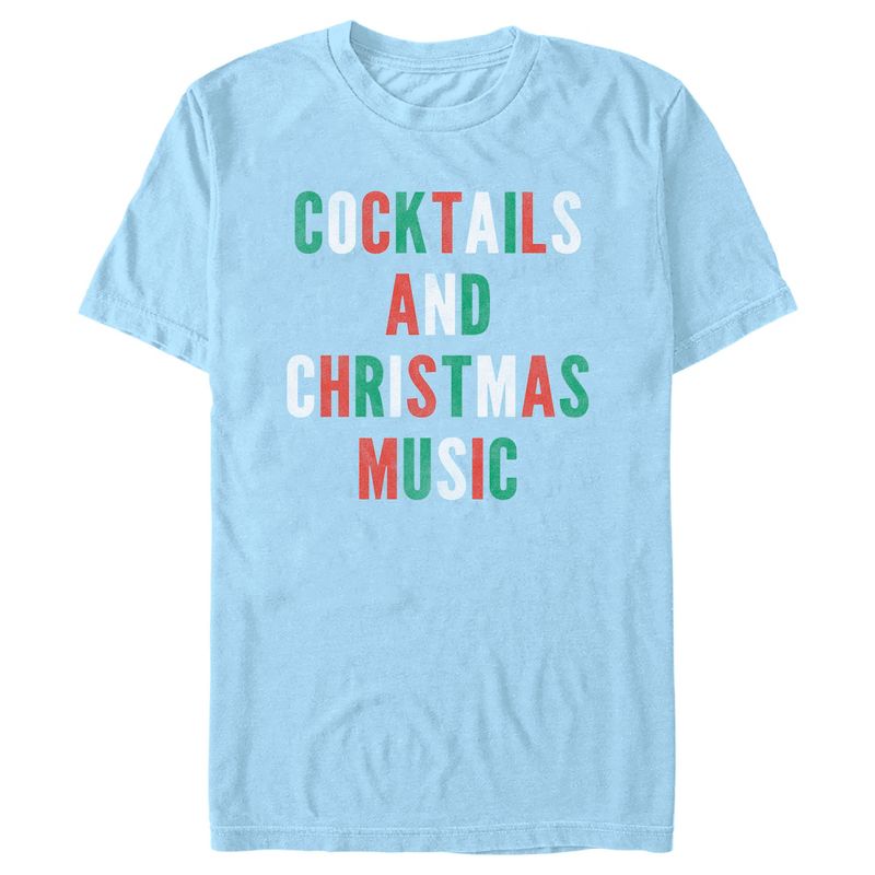 Men's Lost Gods Distressed Cocktails and Christmas Music T-Shirt, 1 of 5