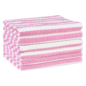 Unique Bargains Soft Absorbent Microfiber Contrast Color Stripes Kitchen Towels 18 x 26 Inches 6 Pcs - 1 of 4