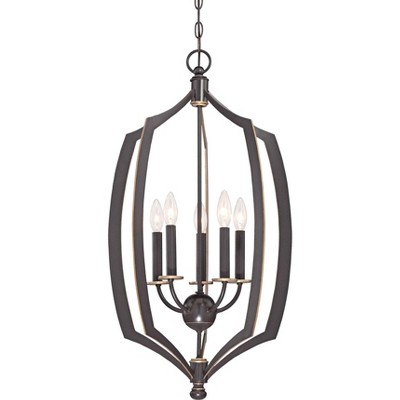 Minka Lavery Downton Bronze Foyer Pendant Chandelier 17" Wide Modern for 5-Light Fixture for Dining Room House Kitchen Entryway