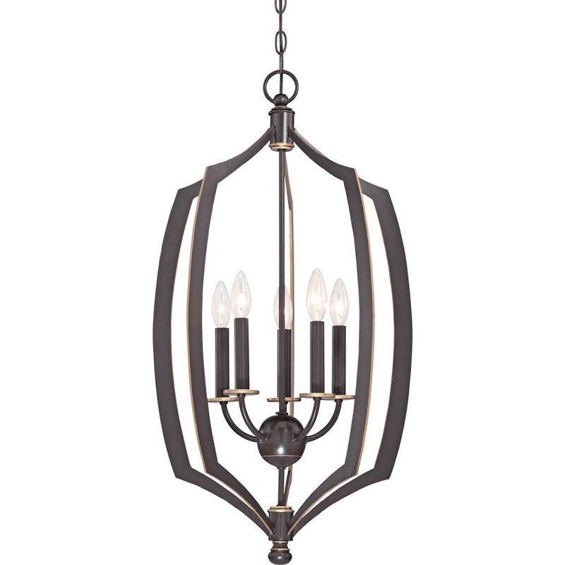 Minka Lavery Downton Bronze Foyer Pendant Chandelier 17" Wide Modern for 5-Light Fixture for Dining Room House Kitchen Entryway, 1 of 3