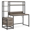 Resenkos Computer Desk, Gaming Desk,60" Tall Computer Desk Writing Table with 2 Drawers and Storage Shelves,Gray - 3 of 4