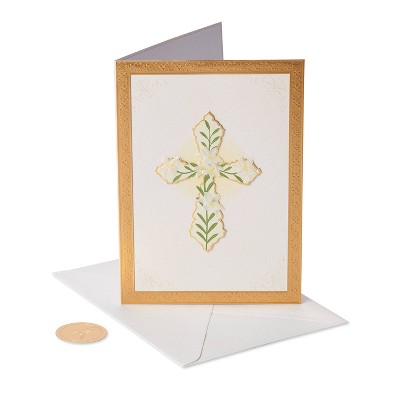 Card Sympathy Cross with Flowers - PAPYRUS