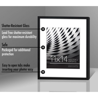 Black Wood 11x14 Picture Frame with Shatter-Resistant Glass