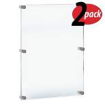 Azar Displays Floating Acrylic Wall Frame with Silver Stand Off Caps: 24" x 36" Graphic Size, Overall Frame Size: 28" x 40", 2-Pack