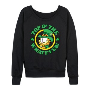 Women's - Garfield - Top O The Whatever Lightweight French Terry Wide Neck Long Sleeve Shirt - 1 of 4