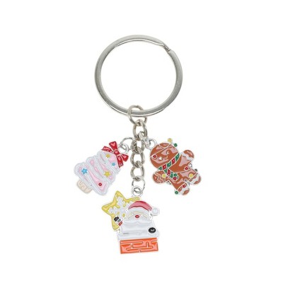 Unique Bargains Christmas Keychain Double Ring Zinc Alloy Multi-colored 1 Pc