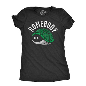 Womens Homebody T Shirt Funny Introverted Turtle Shell Joke Tee For Ladies - Crazy Dog Women's T Shirt - 1 of 4