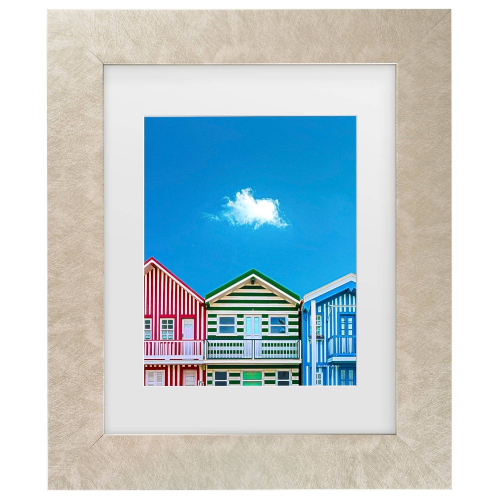 Trademark Fine Art 16"x20" Watson-Hall Beach Houses Costa Nova Beach Portugal Matted Framed Art Cream