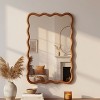 KWPZQEB 24X36" Bathrrom Mirror for Wall, Wavy Rectangle Decorative Mirror w/ Solid Wood Frame&High-Quality HD Glass, Modern Vanity Mirror for Bathroom - 3 of 4