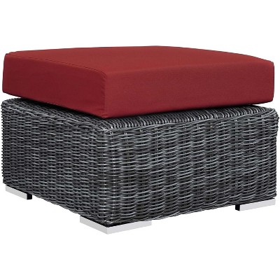 Modway Summon Outdoor Patio Sunbrella Ottoman Canvas Red