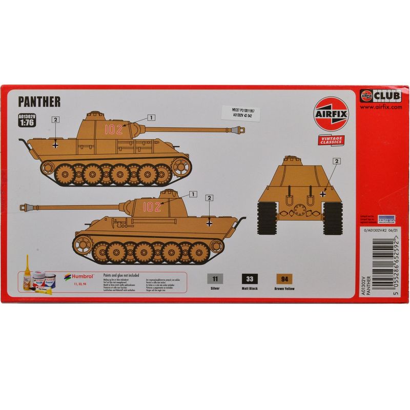 Level 2 Model Kit German Panther Tank 1/76 Plastic Model Kit by Airfix, 3 of 4