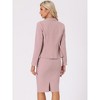 INSPIRE CHIC Women's Business Suit Tweed Trim Blazer and Skirt Suit Set 2 Pieces - 4 of 4