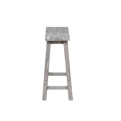 24" Gray Wood Saddle Counter Height Barstool