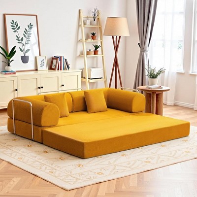 Corduroy Modular Floor Couch with Pillow, Reversible Floor Sofa Bed for for Living Room Bedroom, Comfy Modern Sofa Convertible Folding Couches