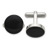 Chisel Stainless Steel Polished with Black Enameled Center Cuff Links - 2 of 2