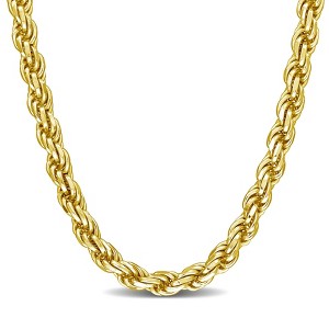 EVERLY JEWELRY | Yellow Plated Sterling Silver 5mm Diamond-Cut Rope Chain Necklace - 22 inch - 1 of 4