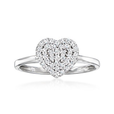 Ross-Simons 0.25 ct. t.w. Pave Diamond Heart Ring in 14kt White Gold