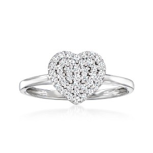 Ross-Simons 0.25 ct. t.w. Pave Diamond Heart Ring in 14kt White Gold - 1 of 4
