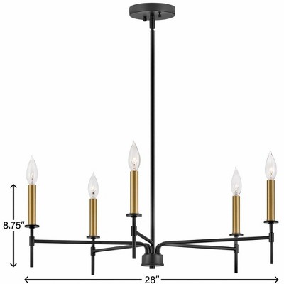 Hux Black and Lacquered Brass 5-Light Candle Chandelier