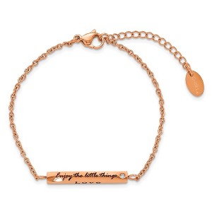 Chisel Stainless Steel Rose IP-plated with Cubic Zirconia LOVE DREAM LAUGH Enjoy the little things Bracelet 7" with 1.5" Ext. - 1 of 4