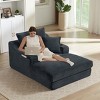 Pexfix 47" Oversized Chaise Lounge Chair Fluffy Corduroy Boneless Sleeper Sofa Couch with Cupholders and 3 Throw Pillows for Living Room Dark Gray - 4 of 4