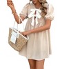 Women's Round Neck Short Sleeve Front Bow Babydoll Midi Dress - 3 of 4