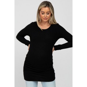 PinkBlush Black Soft Knit Ruched Maternity Top - 1 of 4