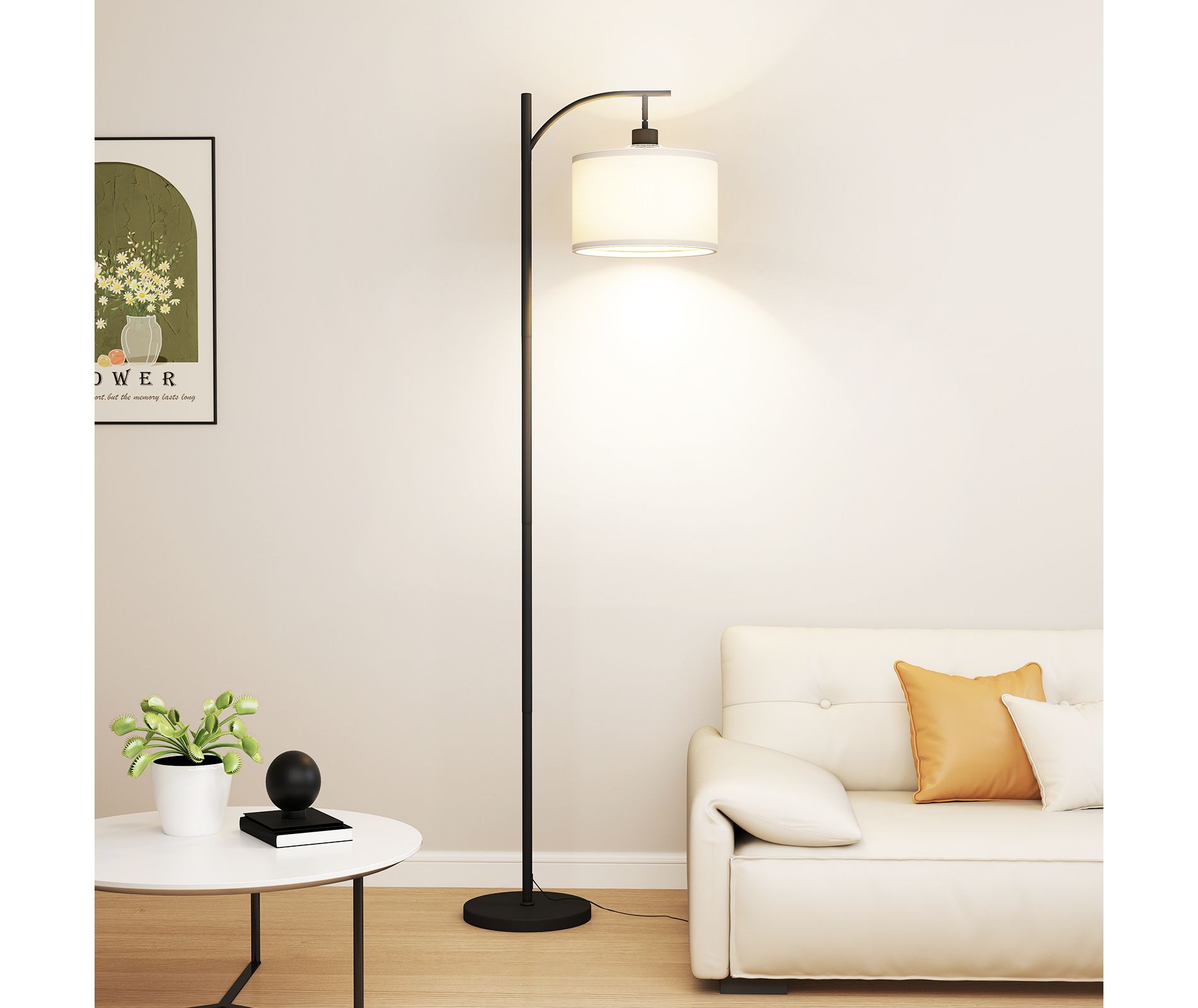 Racxily 63" Metal Arched Floor Lamp With Pedal Switch