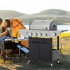Okak 4 Burners Propane Grill with Side Burner, 46,500 BTU Garden Barbecue Grill, Stainless Steel Outdoor Grill for Outdoor Cooking, Black - 2 of 4