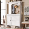 ORRD 54.7" Hall Tree with Shoe Cabinet, Mirror & Coat Hooks, 4-in-1 Entryway Bench - 2 of 4