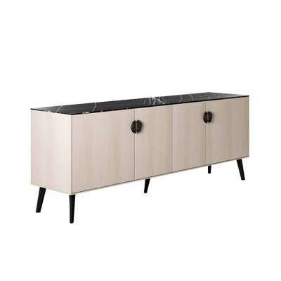 Haley 78.7" Black and White Mid-Century Modern Sideboard
