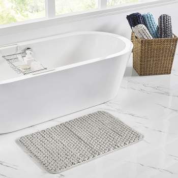 Unique Bargains Cobblestone Pattern Bathroom Rugs Polyester Bath Mat  Machine Washable Gray 23.62x15.75 : Target