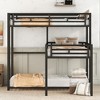 Whisen L-shaped Metal Triple Twin Size Bunk Bed with 2 Ladders- Black - image 3 of 4