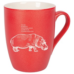 Elanze Designs 10 Ounce Ceramic Decorative Laser Engraved Giftable Novelty Tea Coffee Cup Mug Crimson Red Hippo Wise Fierce Determined Curious - 1 of 4