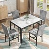 Hooseng 5-Piece Faux Marble Tabletop Dining Table Set, Kitchen Dining Room Table Sets for 4 with 4 PU Leather Chairs, - 2 of 4