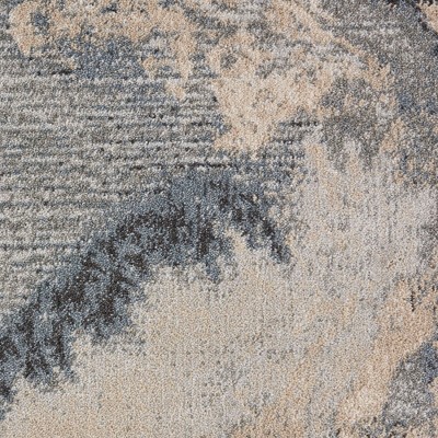 Gray and Beige Abstract Synthetic Rectangular Area Rug 3' x 5'