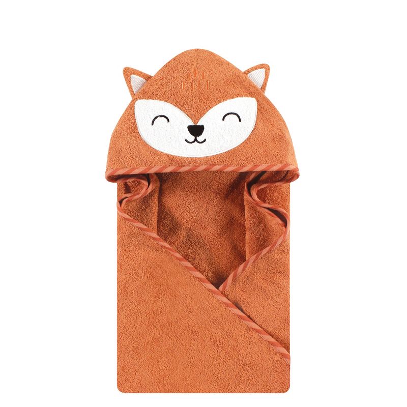Hudson Baby Infant Boy Cotton Animal Face Hooded Towel, Orange Fox, One Size, 1 of 3