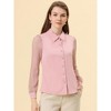 Allegra K Women's Button Down Sheer Sleeve Point Collar Work Tops - 2 of 4