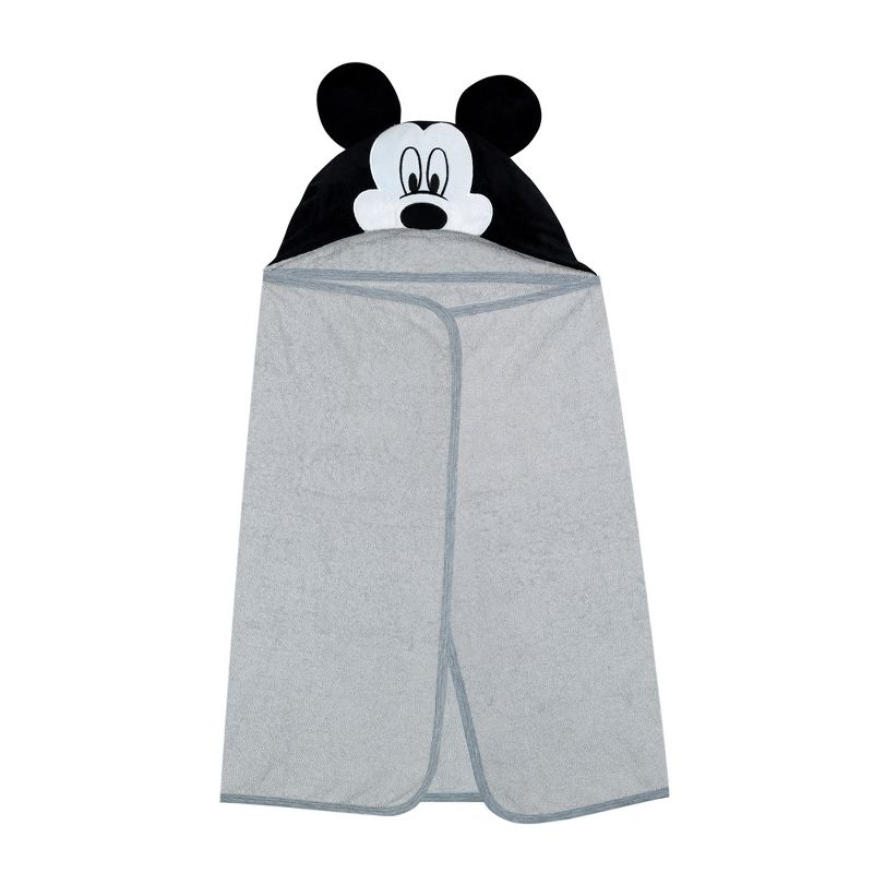Lambs & Ivy Disney Baby Mickey Mouse Gray Cotton Hooded Baby Bath Towel, 3 of 6