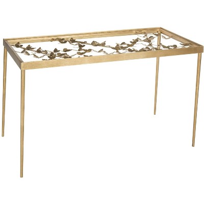 Ethereal Gold 47" Glass-Top Home Office Desk with Drawer