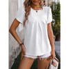 Womens Casual Tops Yoke Front Pleated Shirts with Flutter Sleeve Back Keyhole Short Sleeve Blouse Summer Tops - 4 of 4